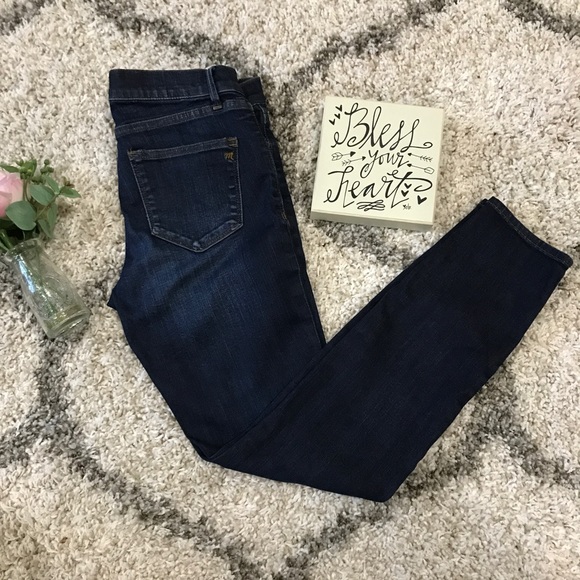 Madewell Denim - MADEWELL dark wash distressed highrise skinnyjean
